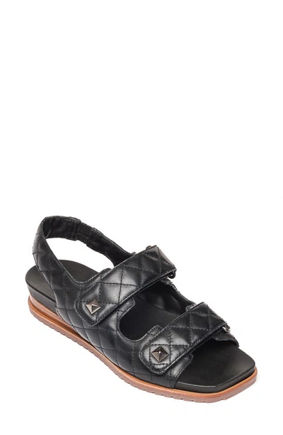 Shop Bernardo Carlita Quilted Leather Slingback Sandal In Black Leather