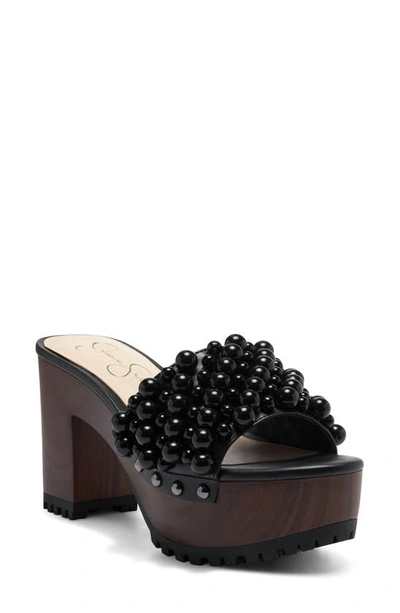 Shop Jessica Simpson Telina Platform Slide Sandal In Black Synthetic