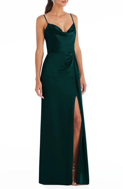 Shop Dessy Collection Cowl Neck Evening Gown In Evergreen