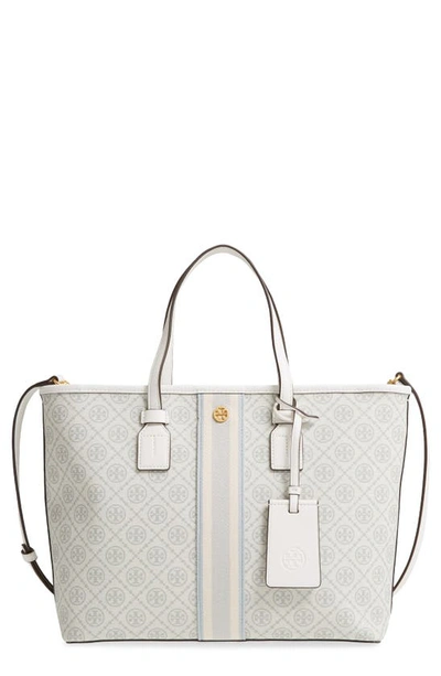 Shop Tory Burch T Monogram Small Coated Canvas Tote In New Ivory