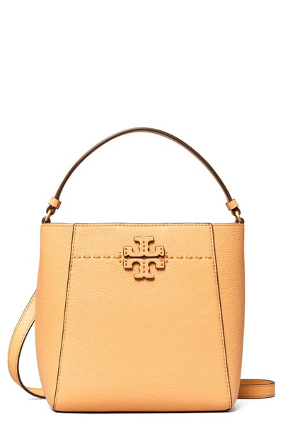 Tory Burch Mcgraw Small Leather Bucket Bag In Jackfruit | ModeSens