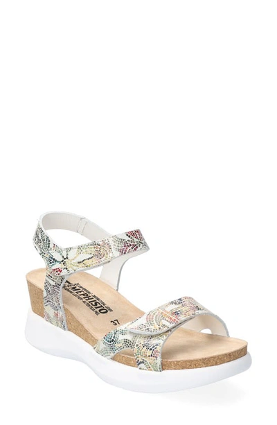 Shop Mephisto Coraly Wedge Sandal In Multicoloured Leather