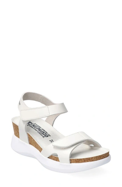Shop Mephisto Coraly Wedge Sandal In White Leather