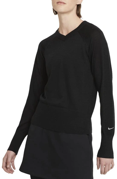 Shop Nike Ace Long Sleeve Golf Sweater In Black/ Dust