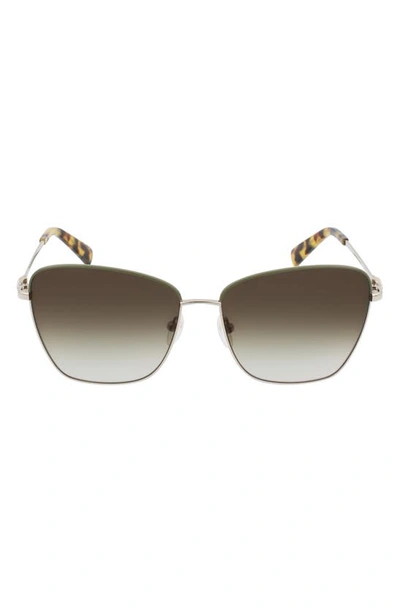 Shop Longchamp Amazone 59mm Rectangle Sunglasses In Gold/ Khaki