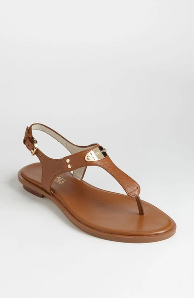 Shop Michael Michael Kors 'plate' Thong Sandal In Luggage