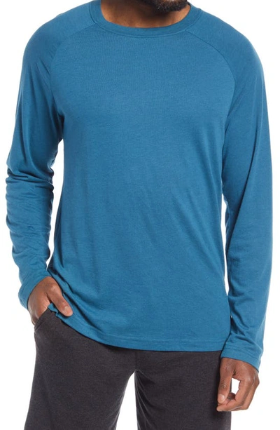 Shop Alo Yoga Triumph Raglan Long Sleeve T-shirt In Mineral Blue