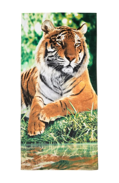 Shop Apollo Towels Tiger Resting Beach Towel 30" X 60" In Multi