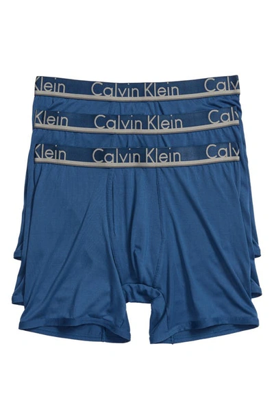 Shop Calvin Klein 3-pack Comfort Microfiber Boxer Briefs In Airforce