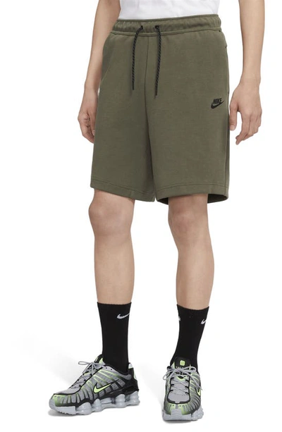 Shop Nike Sportswear Tech Fleece Shorts In Twilight Marsh/ Black