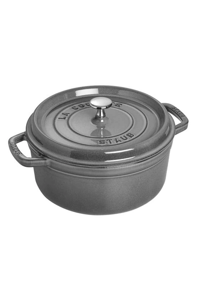Staub 4-quart Round Enameled Cast Iron Cocotte In Graphite Grey