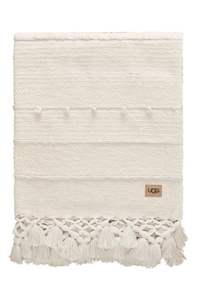 Shop Ugg (r) Cotton Blend Throw Blanket In Natural