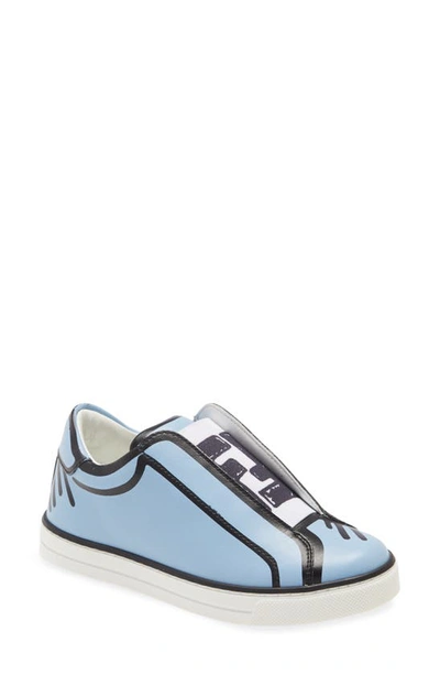 Shop Fendi Graphic Slip-on Sneaker In Blue