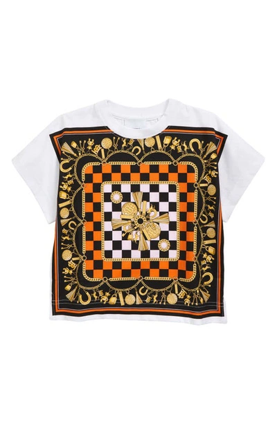 Shop Burberry Kids' Scarf Print Graphic Tee In White