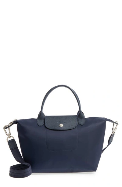 Shop Longchamp 'small Le Pliage Neo' Nylon Top Handle Tote In New Navy