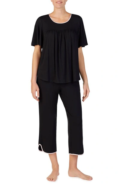 Shop Kate Spade Cropped Pajamas In Black
