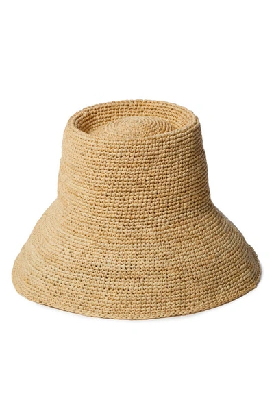 Shop Janessa Leone Felix Crochet Raffia Bucket Hat In Natural