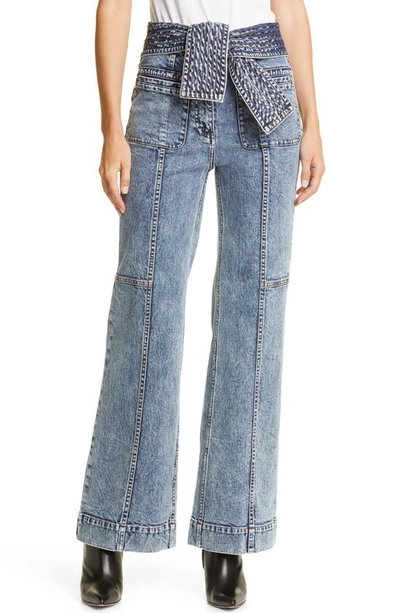 Shop Ulla Johnson Wade Tie Waist Jeans In Medium Acid Wash