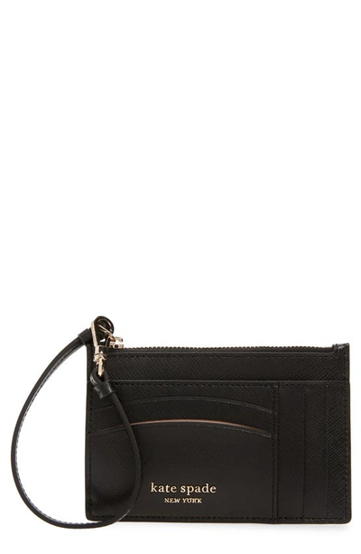 Shop Kate Spade Spencer Leather Wristlet Card Case In Black