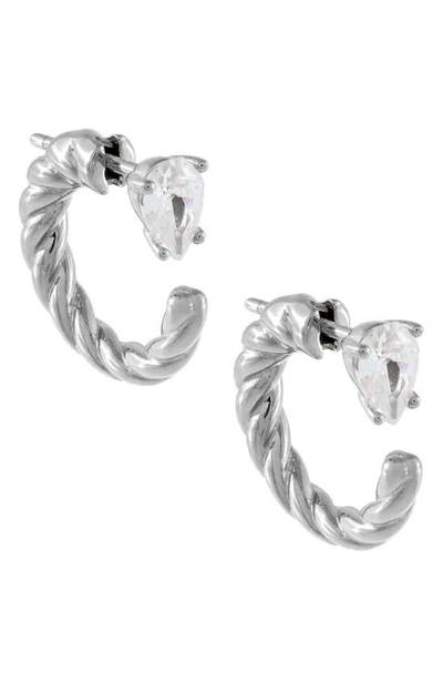 Shop Adinas Jewels Cubic Zirconia Rope Hoop Earrings