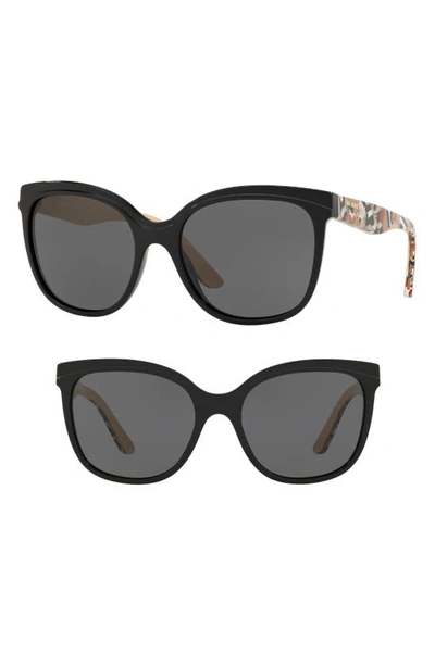 Shop Burberry Marblecheck 55mm Square Sunglasses In Black Solid