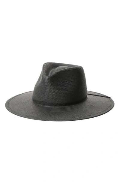 Shop Janessa Leone Andy Packable Straw Fedora In Black