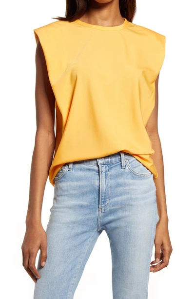 Shop French Connection Shoulder Pad Crepe Tank In Beeswax Orange