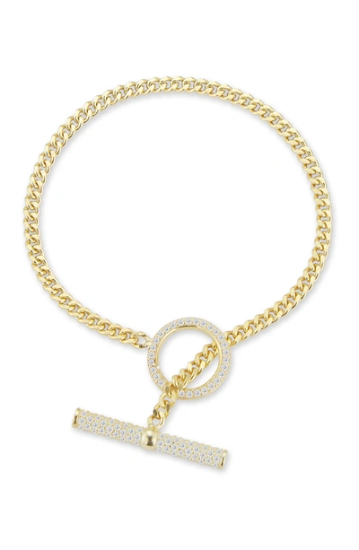 Glaze Jewelry 14k Gold Plated Sterling Silver Cz Toggle Bracelet In Yellow Gold