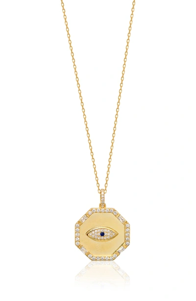 Glaze Jewelry Gold Vermeil Cz Evil Eye Pendant Necklace In Gold