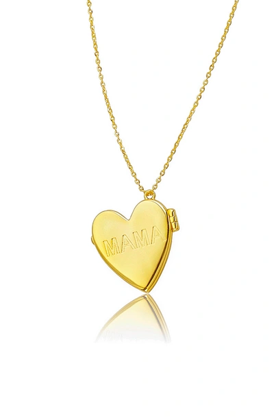 Shop Adornia 14k Gold Plated Mama Engraved Heart Locket Pendant Necklace In Yellow