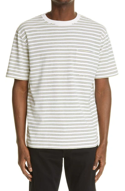 Shop Beams Stripe Pocket T-shirt In White