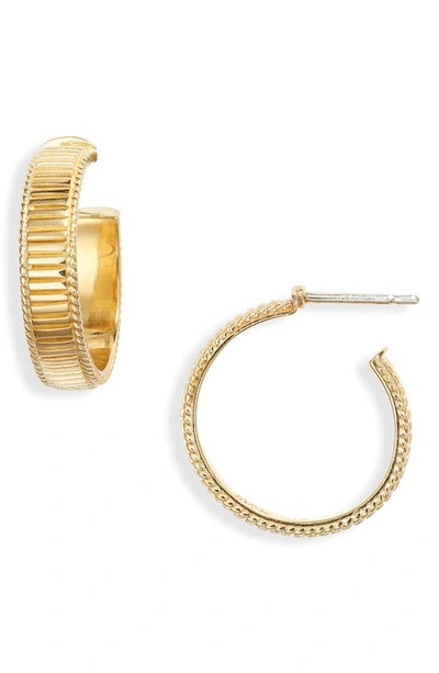 Shop Anna Beck Ribbed Small Hoop Earrings In Gold