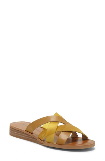 Shop Lucky Brand Hallisa Slide Sandal In Golden Yellow Leather