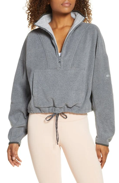 Shop Alo Yoga Yin Yang Half Zip Pullover In Anthracite Heather