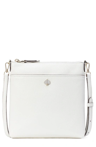 Shop Kate Spade Small Polly Leather Crossbody Bag In Optic White