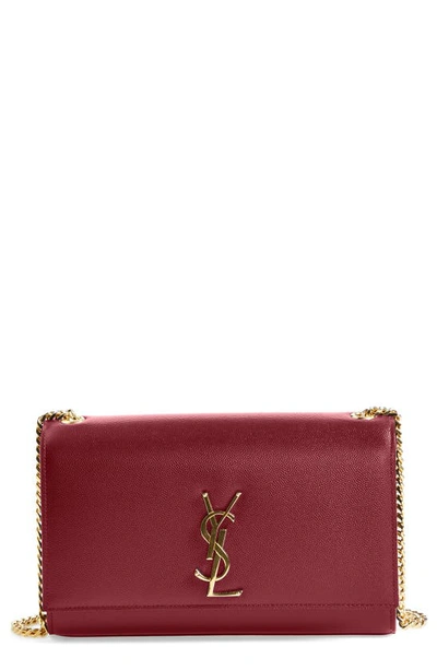 Shop Saint Laurent Medium Kate Leather Chain Shoulder Bag In Rouge Opium