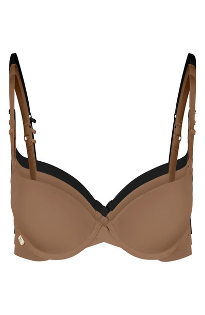 Shop Harper Wilde The Boost Assorted 3-pack Underwire Push-up Bras In Brown