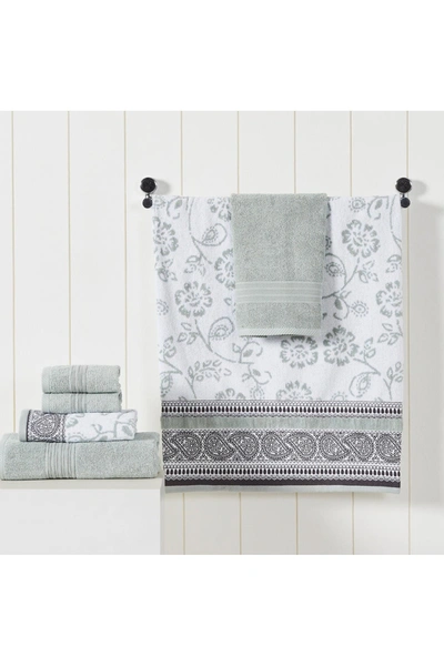 Modern Threads Yarn Dyed Jacquard/solid Towel 6-piece Set In Dark Sage