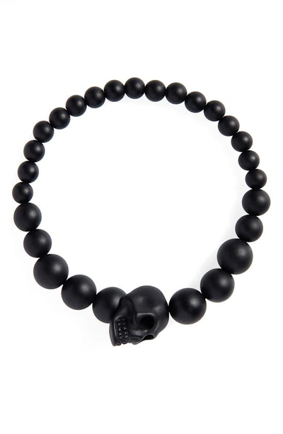 Shop Alexander Mcqueen Alexandar Mcqueen Skull Ball Bracelet In Black