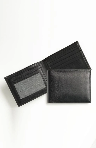 Shop Bosca Id Flap Leather Wallet In Black
