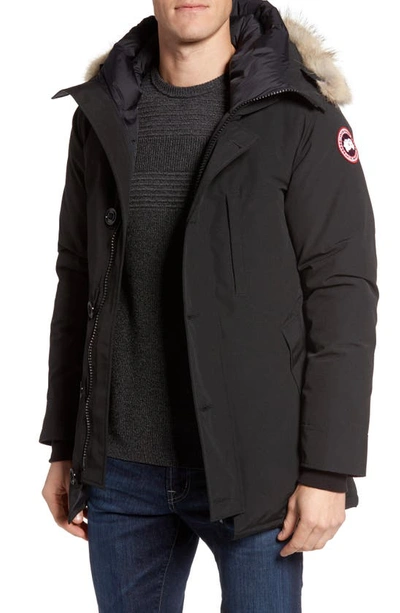 Shop Canada Goose Chateau Fusion Fit Parka With Genuine Coyote Fur Trim In Black