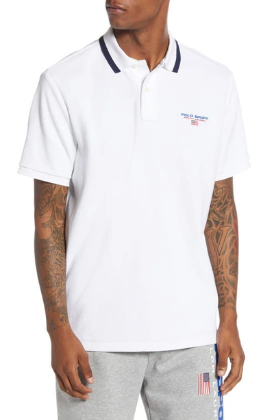 Shop Polo Ralph Lauren Tipped Short Sleeve Pique Polo In White