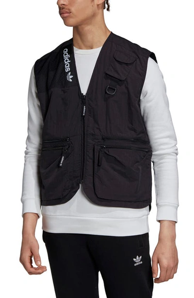 Shop Adidas Originals Adventure Trail Nylon & Mesh Vest In Black