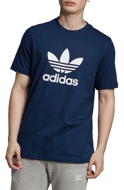 Shop Adidas Originals Trefoil Graphic T-shirt In Collegiate Navy