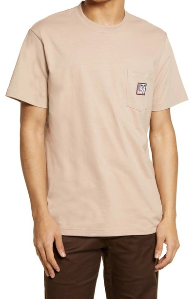 Shop Obey Point Pocket Logo Organic Cotton T-shirt In Gallnut