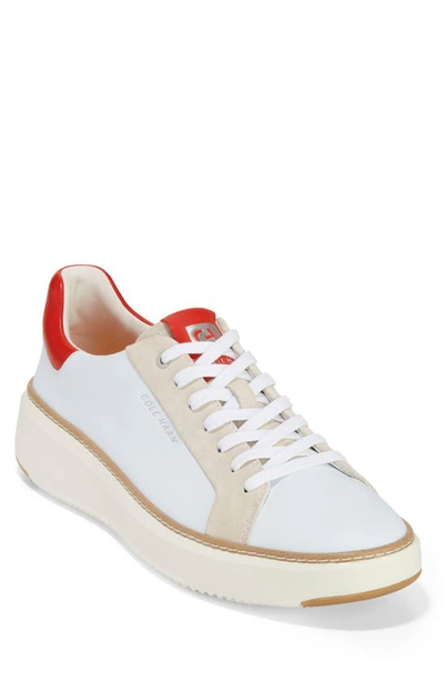 Shop Cole Haan Grandpro Topspin Sneaker In Optic White/ Molten Lava