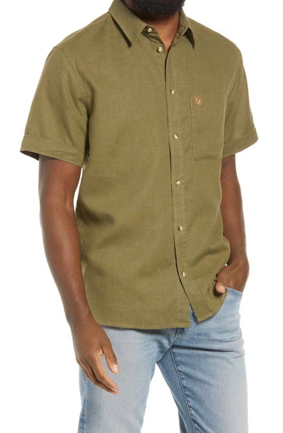 Shop Fjall Raven Ovik Travel Short Sleeve Button-up Shirt In Green