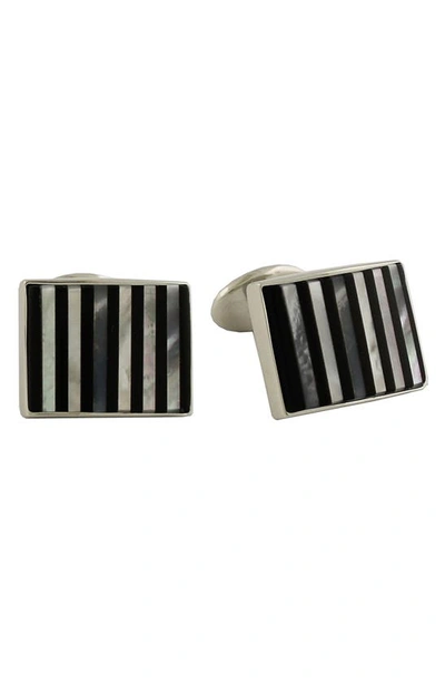 Shop David Donahue Sodalite & Mother-of-pearl Cuff Links In Silver