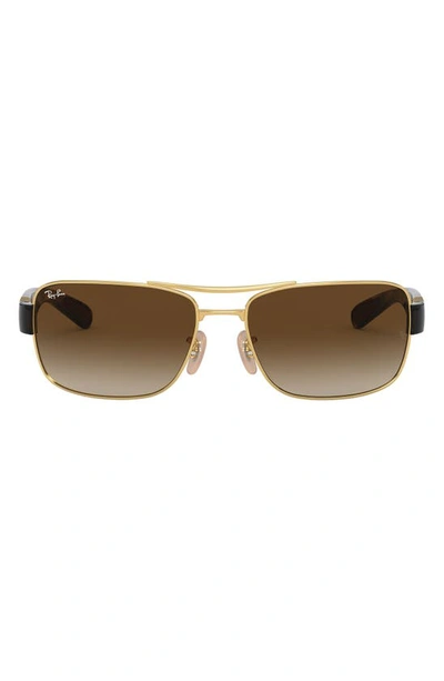 Ray Ban 61mm Gradient Square Sunglasses In Arista/ Brown Gradient