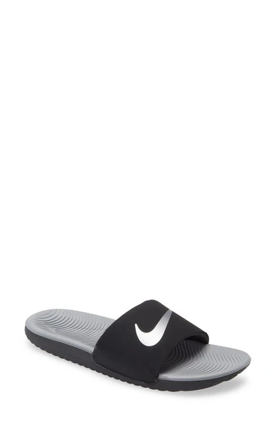 Shop Nike Kids' Kawa Sport Slide In Black/ Silver